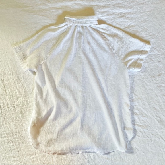 Madewell | Cotton Blend Button Down Tee Shirt in White | Size Small - Picture 5 of 5